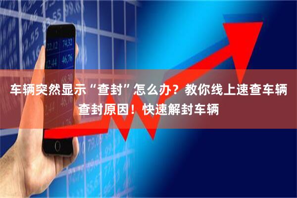 车辆突然显示“查封”怎么办？教你线上速查车辆查封原因！快速解封车辆
