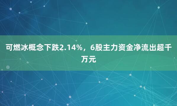 可燃冰概念下跌2.14%，6股主力资金净流出超千万元